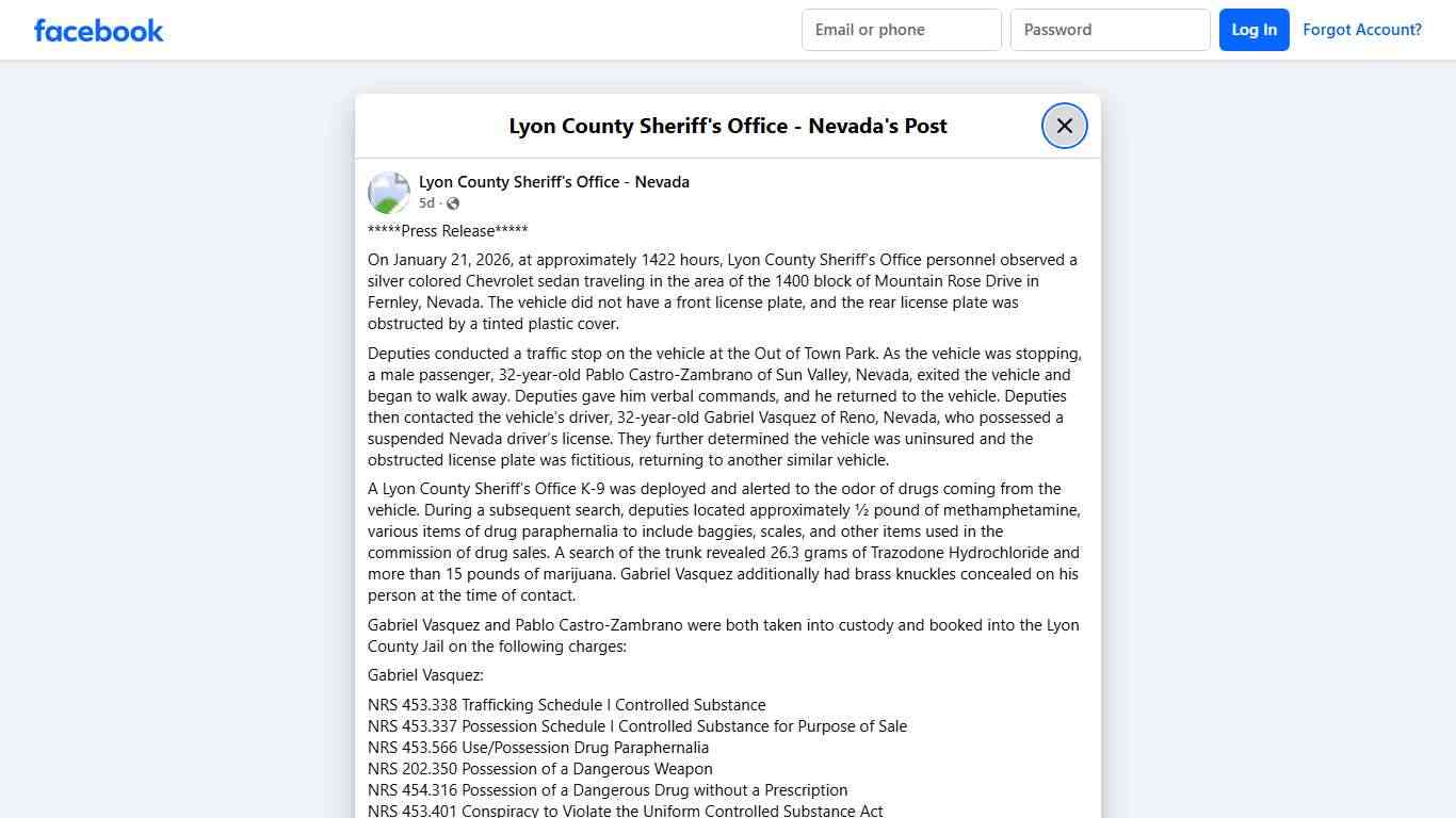 *****Press... - Lyon County Sheriff's Office - Nevada Facebook