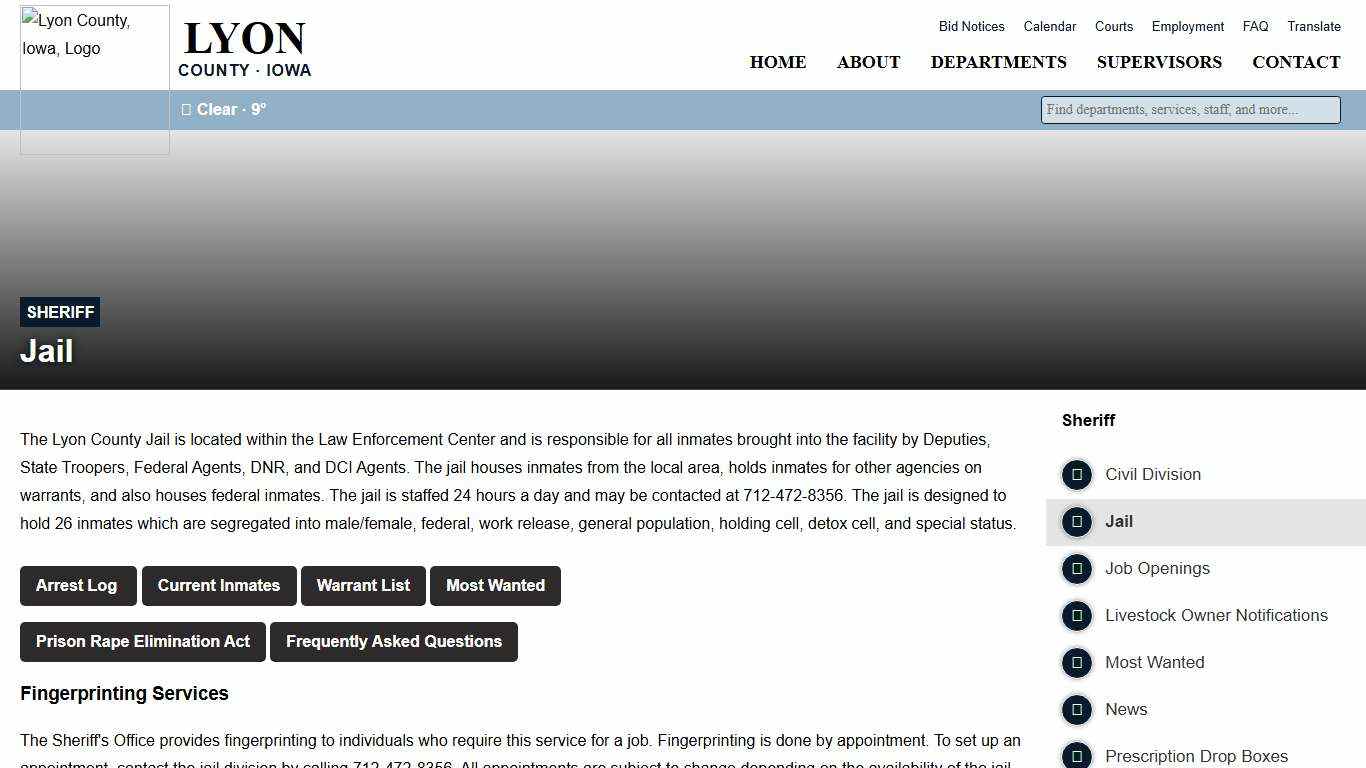 Jail - Sheriff - Lyon County, Iowa