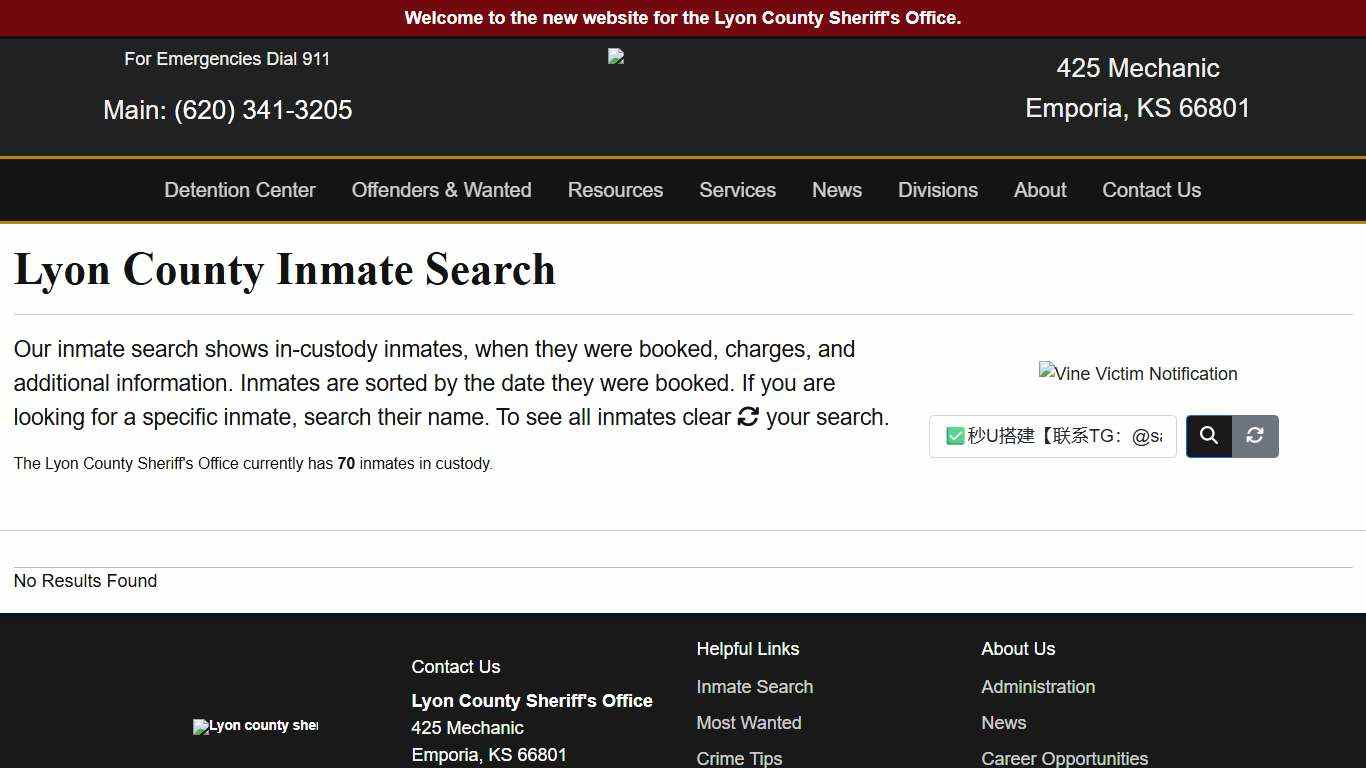 Inmate Search - Lyon County Sheriff's Office
